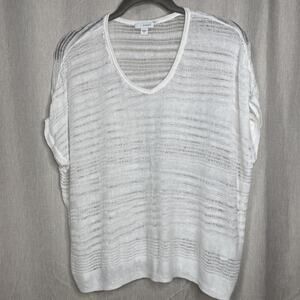 Pure Jill Linen Blend Sweater - Women’s Size Small Sheer White Knit Lightweight